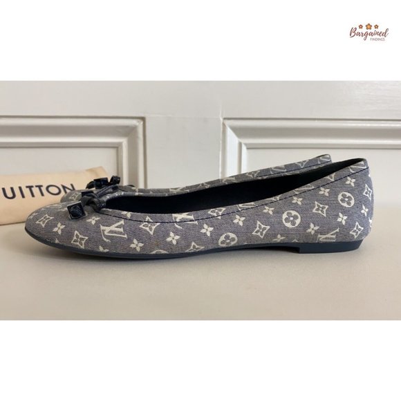 Authentic Louis Vuitton Blue Mini Lin Monogram Canvas Debbie Ballet Flats 6.5 - Picture 9 of 13